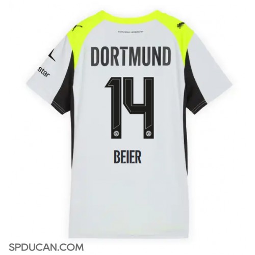 Zenski Nogometni Dres Borussia Dortmund Maximilian Beier #14 Gostujuci 2025-26 Kratak Rukav